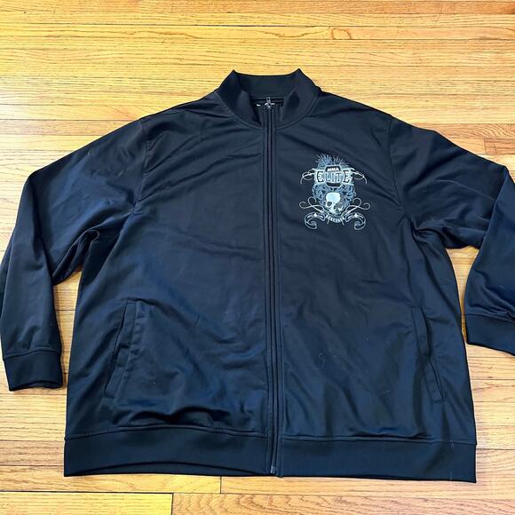 MMA Elite Track Jacket Mens XXL Sports Skull Grim Reaper Grunge Y2K Black ** - Picture 3 of 9